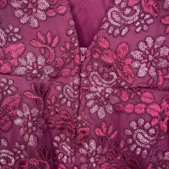 B. Darlin Magenta Floral Sequin Fit & Flare Dress Juniors 13/14 Prom Homecoming - Picture 9 of 11